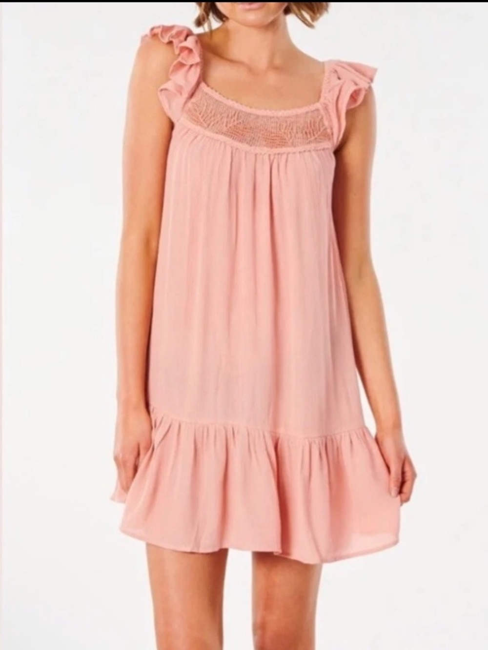 Rip Curl Peach Coral Ava Beach Coverup Dress Crochet Top